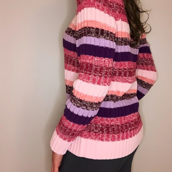 Vintage Chenille Striped Sweater in Pink/Purple - Picture 3 of 6